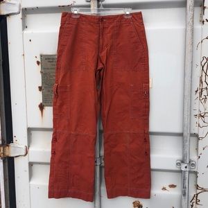 Royal Robbins wide leg cargo pants in orange